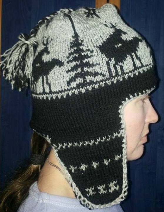 Knitted hat " Funny moose "