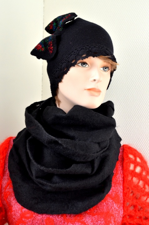 Set - scarf-hood and cap " Another butterfly "