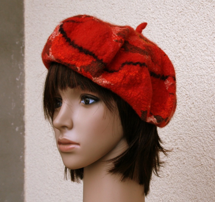 Felted Poppy beret ,, ,,