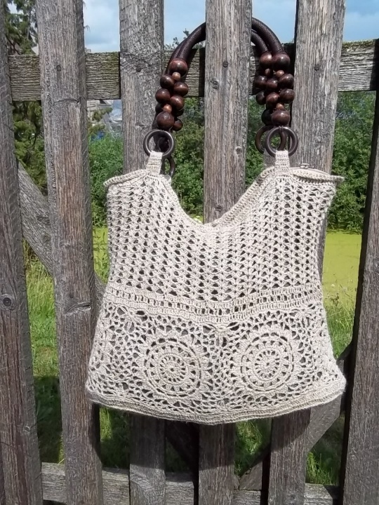 Crochet flax/linen bag