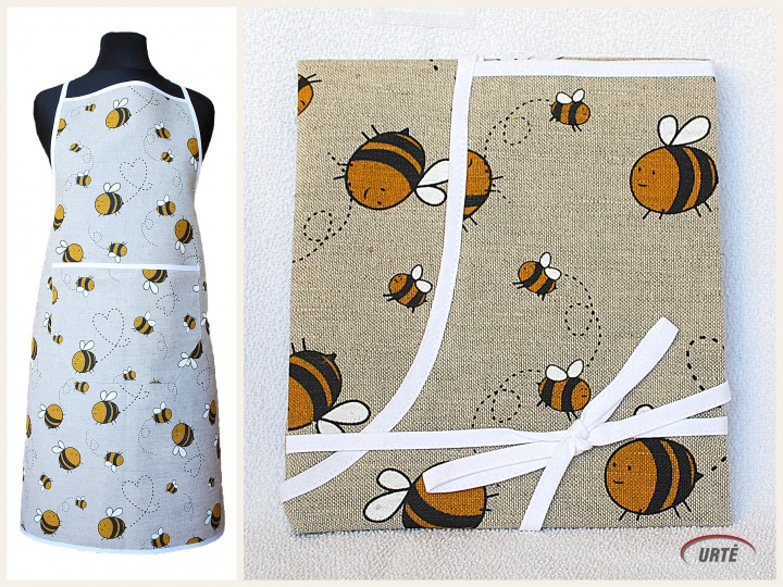 Linen Apron with Colorful Bee