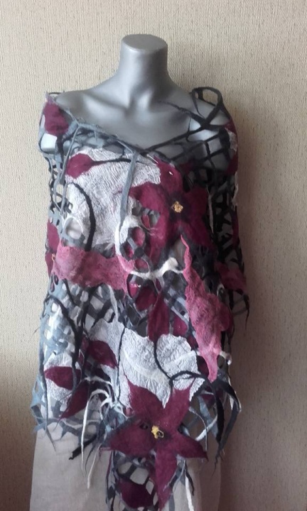 Merino wool scarf / shawl / wrap / flower