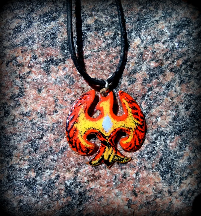 Pendant phoenix, enamel