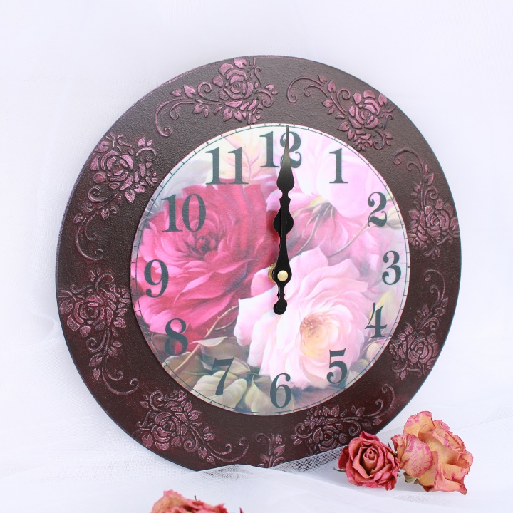 Large Wall Clock "Roses"