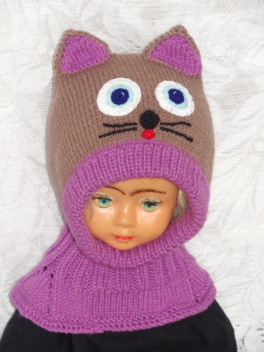 Hat helmet Violet braun cat