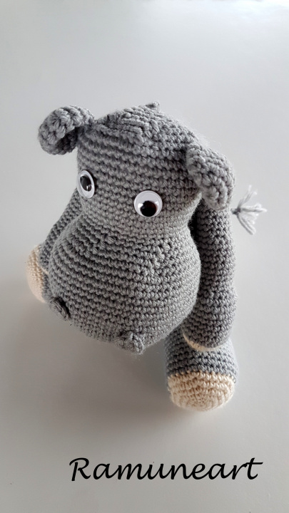 Chrochet toy hippopotamus for baby.