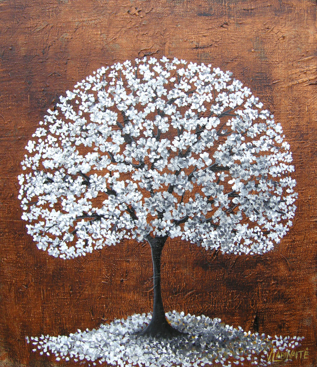 White apple tree 35x40, oil on canvas.