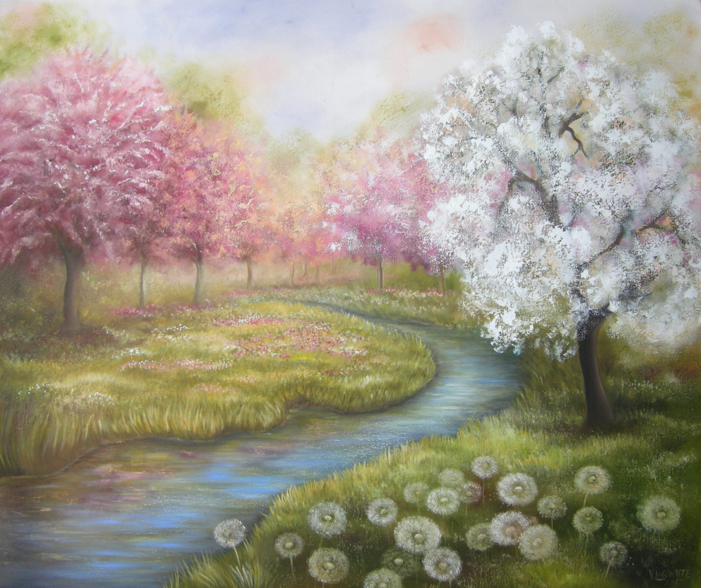 Spring 90x85, oil on canvas. • artist VLabinaite • Handmade oil painting  ideas made by Drawing