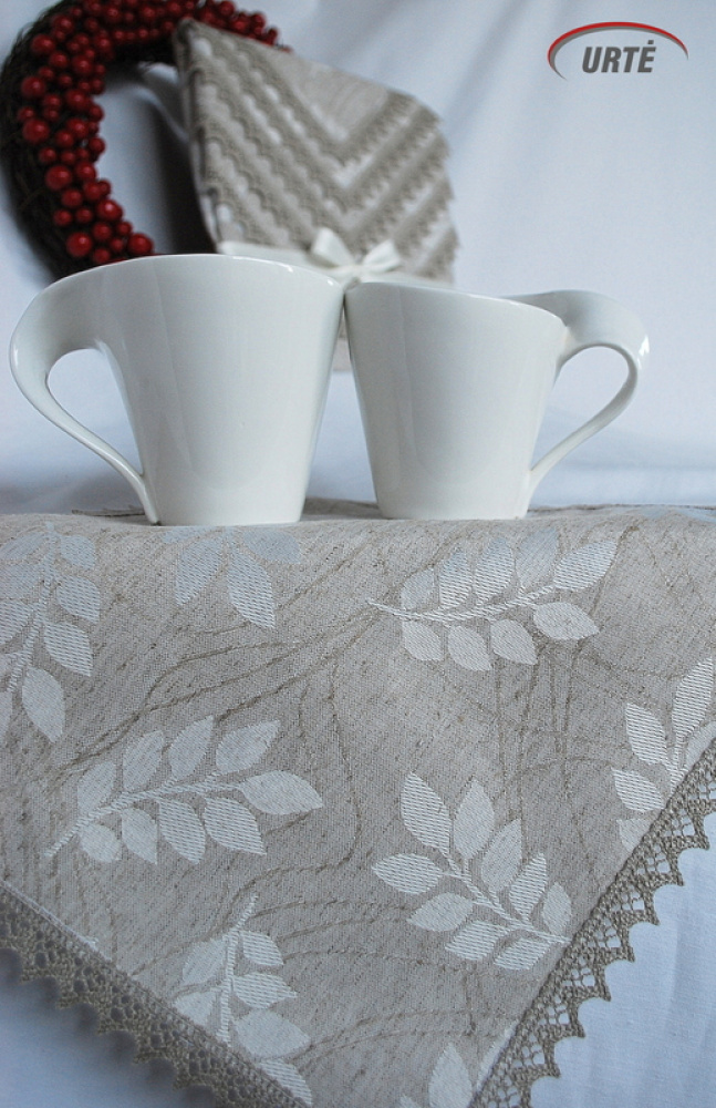 Handmade linen napkin - New home gift - Dark gray linen lace