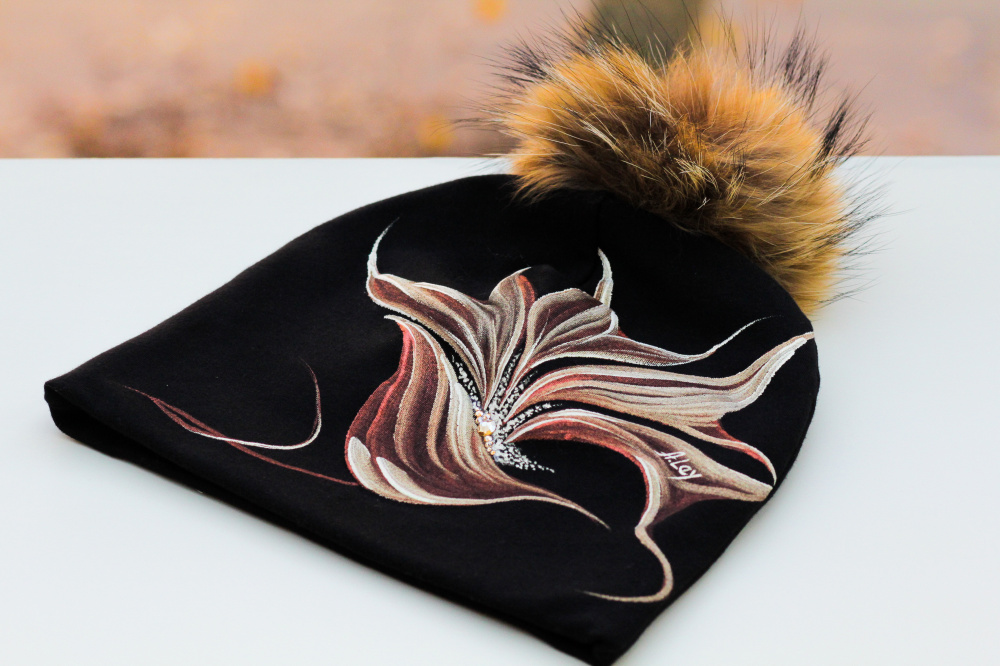 Cotton beanie - "Caramel blossom" picture no. 2