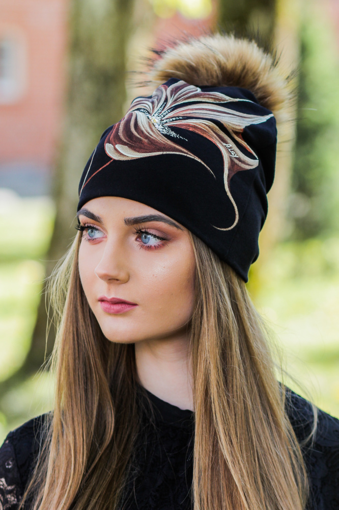 Cotton beanie - "Caramel blossom"