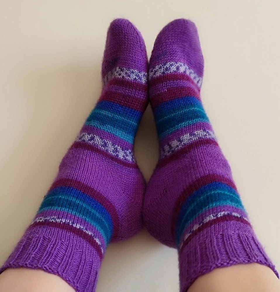 Handmade knitted woolen pattern socks