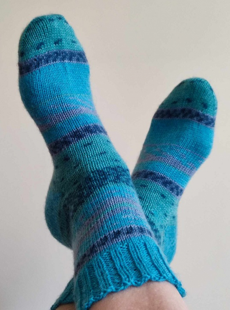 Handmade knitted woolen pattern socks