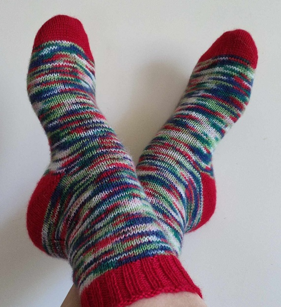 Handmade knitted woolen pattern socks