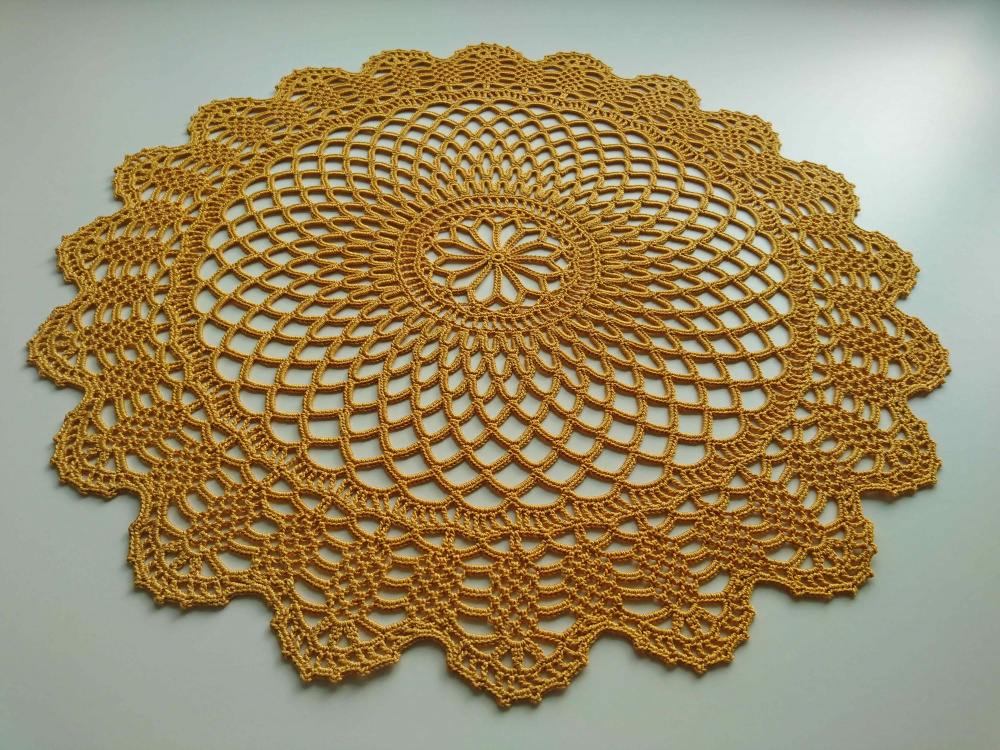 Doily "Infinity", mustard yellow