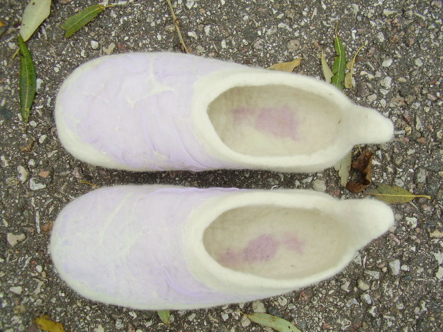 Felt female slippers.