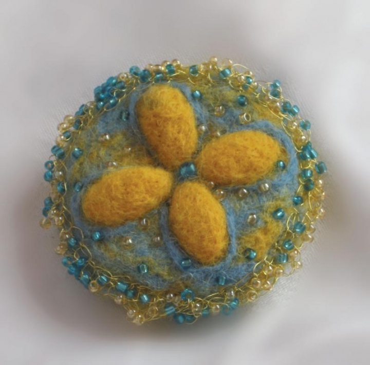 yellow-blue brooch