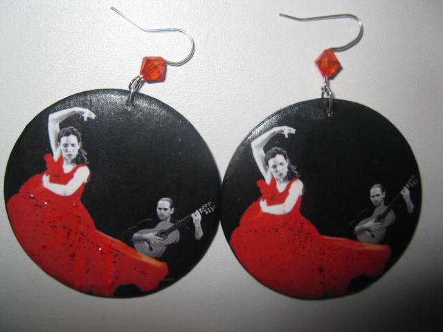 decoupage earrings " Flamenco "