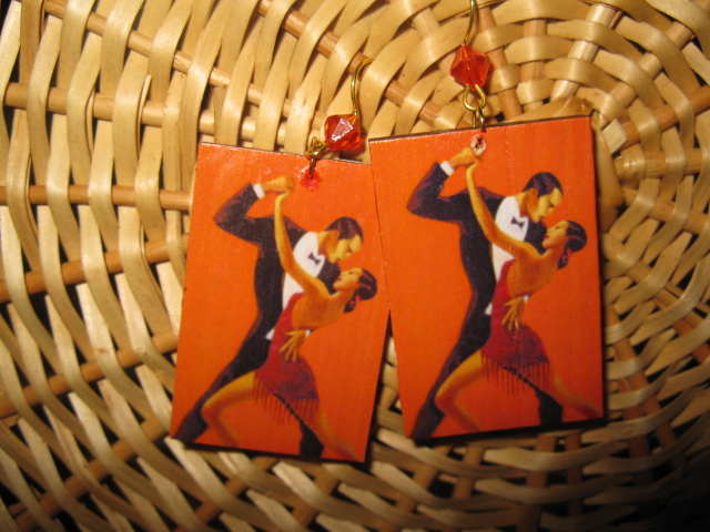 decoupage earrings " TANGO "