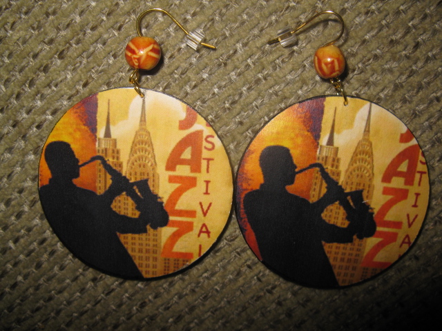 decoupage earrings " JAZZ "