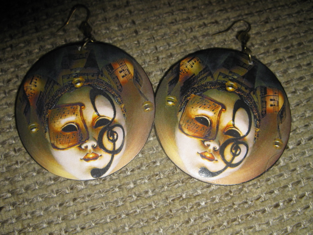 decoupage earrings " mask "