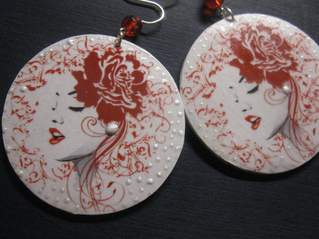 decoupage earrings " PASSION "