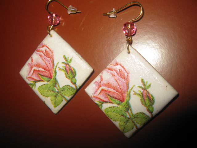 Decoupage earrings " rosette "