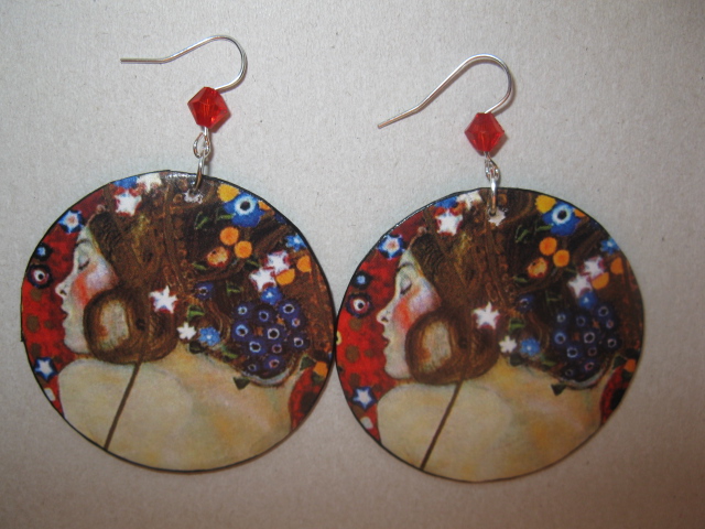 decoupage earrings " Klimtas_Miegas "