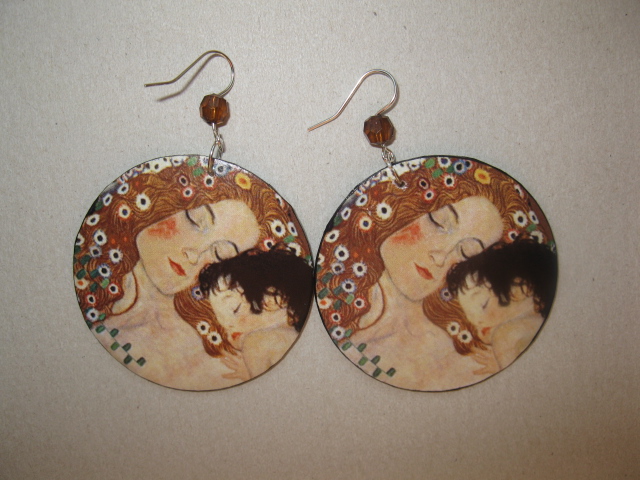 decoupage earrings " Klimtas_dviese "