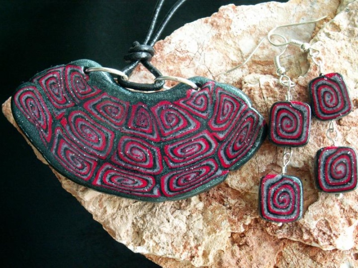 pendant and earrings