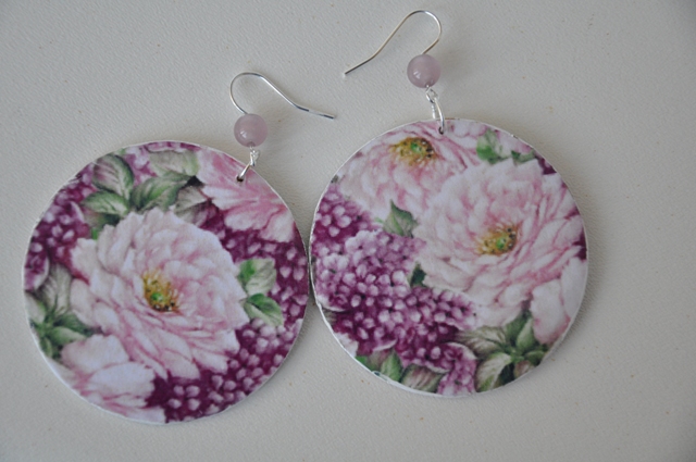 Decoupage Earrings Lilac