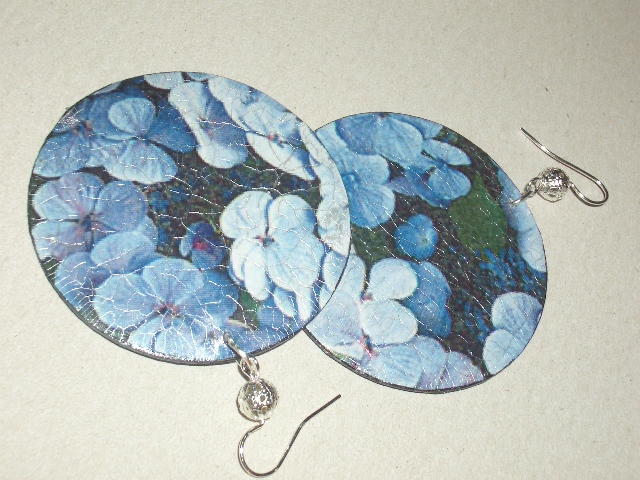 decoupage earrings hydrangea