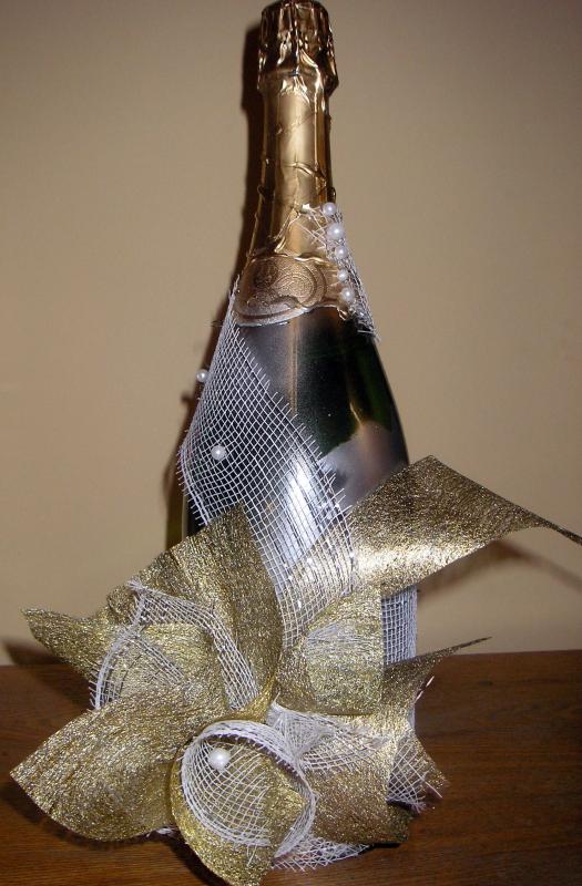 Decorated bottle of champagne