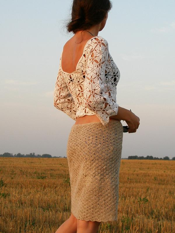 crocheted - blouse and skirt