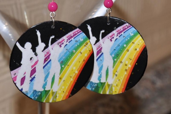 decoupage earrings " Disco "