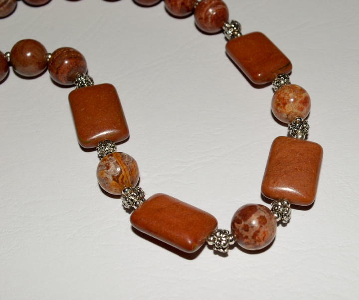 A necklace with jasper