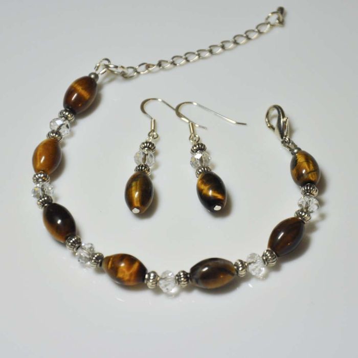 Tiger eye earrings and bracelet