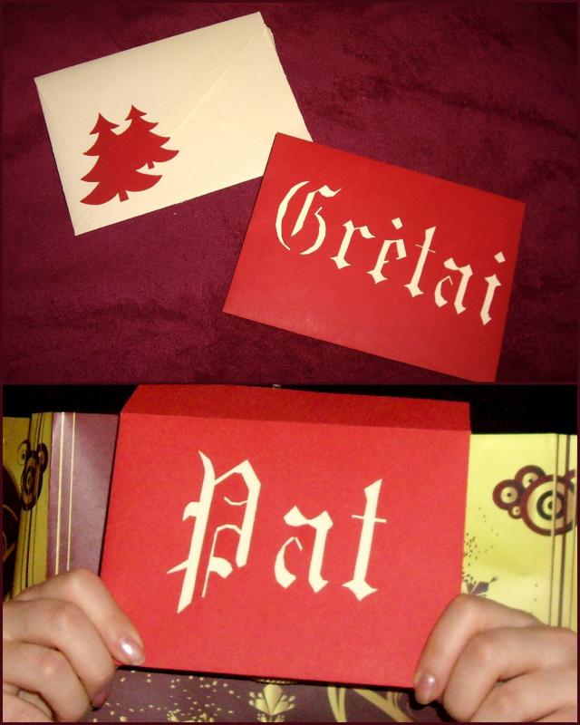 Carved festive cards, envelopes