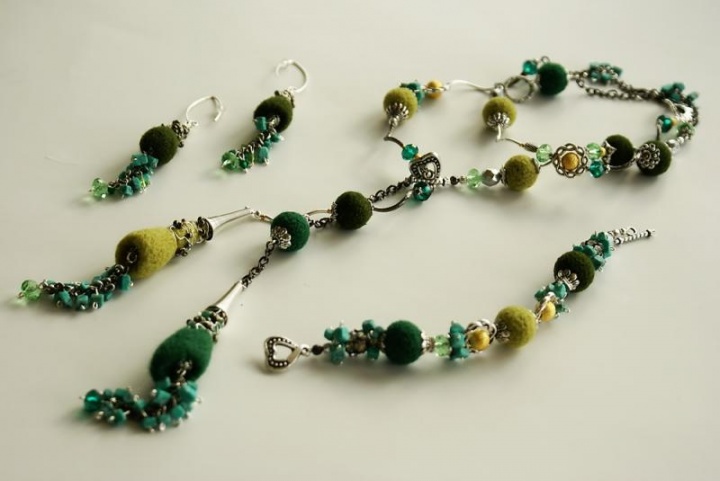 Earrings, bracelet, necklace " Forest "