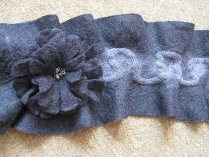 With gray and knit flower