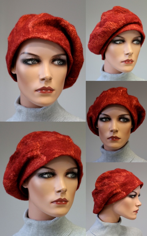 Felt beret " cherry "