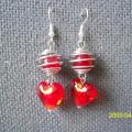 Red sirdele - Earrings - beadwork