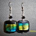 Rectangular glass - Earrings - beadwork