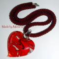 Tow " Valentine " - Necklace - beadwork