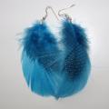 Feather earrings azure field - Earrings - beadwork