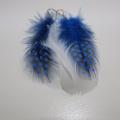 Feather earrings white-blue - Earrings - beadwork