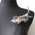 Grey brooch - Brooches - felting