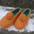 Orange greenery - Shoes & slippers - felting