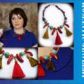 Coral and tassels - Necklace - beadwork