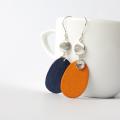 Orange ovals - wooden earrings - Earrings - beadwork